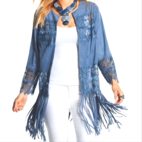 Chico's Jackets & Blazers - Chico's Faux Suede Jacket in Soft Blue